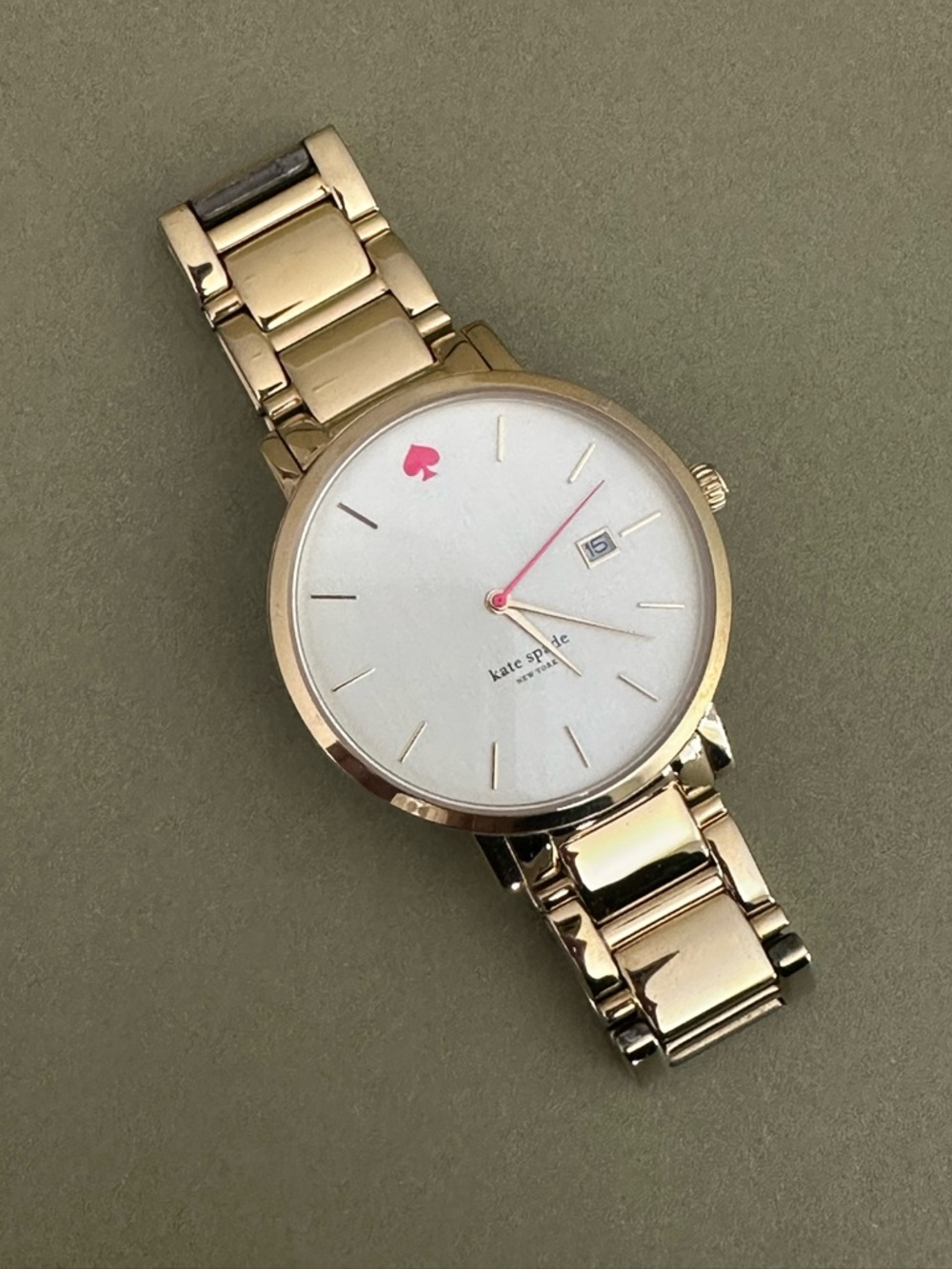 kate spade Gold-Tone Bracelet Watch with Pink Accents